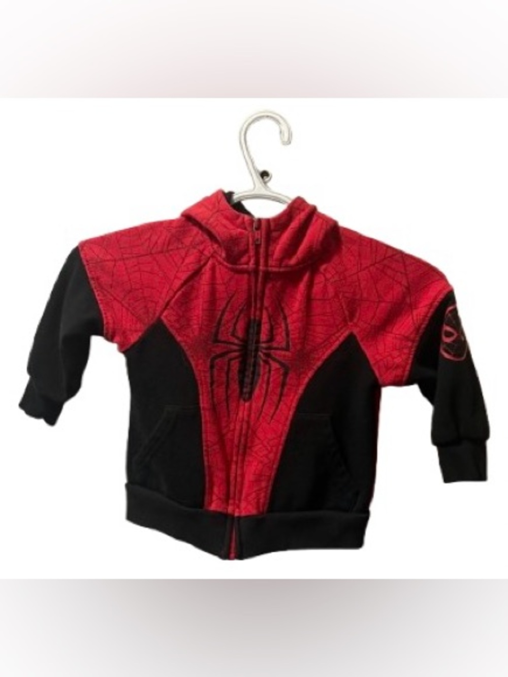 Marvel Spider-Man Boys Red Black Full Zip Costume Hoodie Size 2